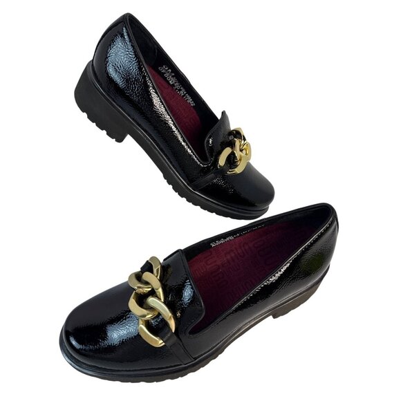 Munro Women's Viv Black Patent Leather Gold Accent Platform Loafer Size 5 M - Picture 8 of 11
